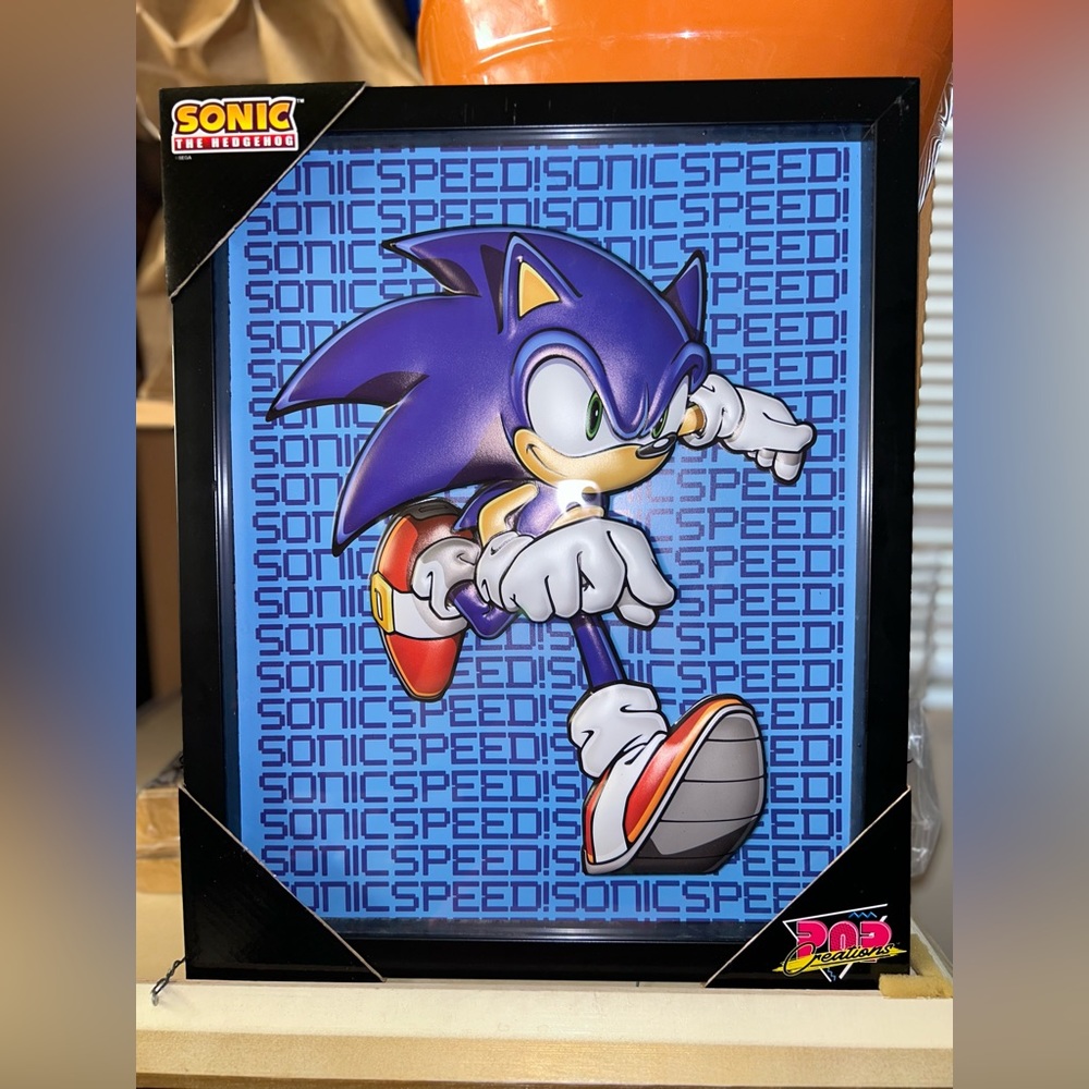 RARE Sonic the Hedgehog Pop Creations Framed Picture New. 11x14”